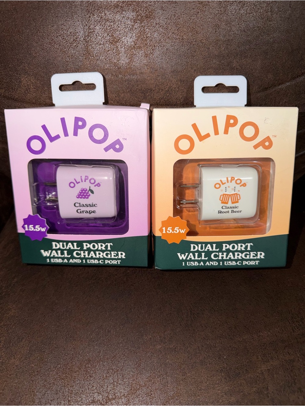 Dual Port Wall Charger — Purple and Orange